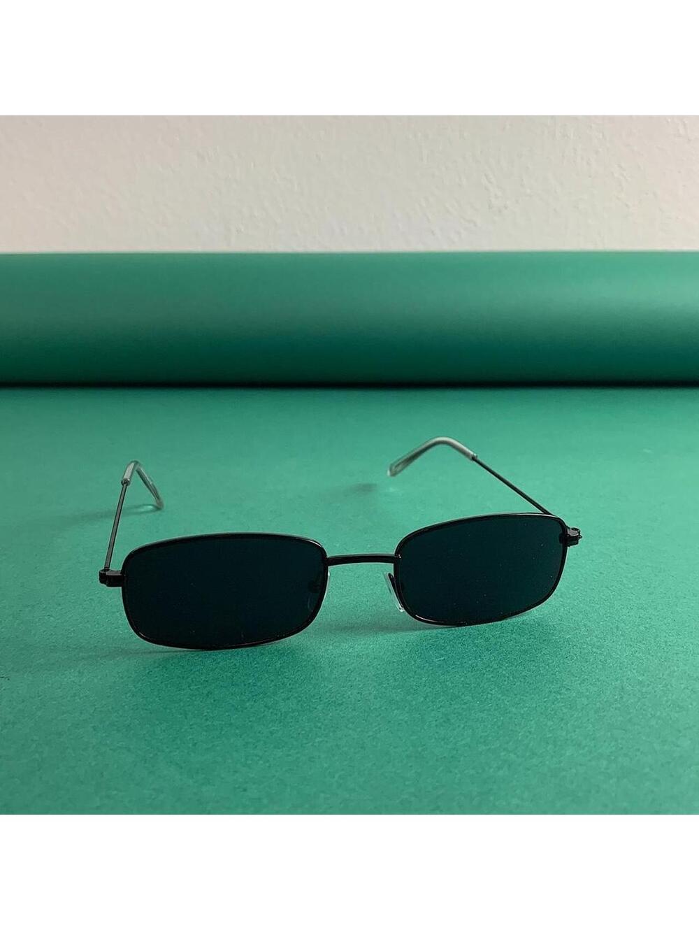 Y2K Vintage Cyber Silver Black Slim Unique Sunglasses Unisex
